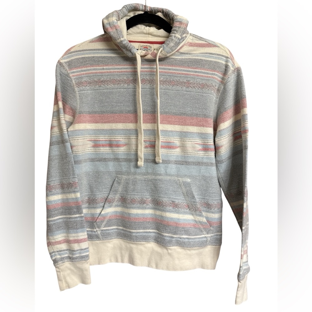 Faherty Byron Bay Island Sunrise Hoodie Men’s Organic Cotton Aztec Blue/Red XS